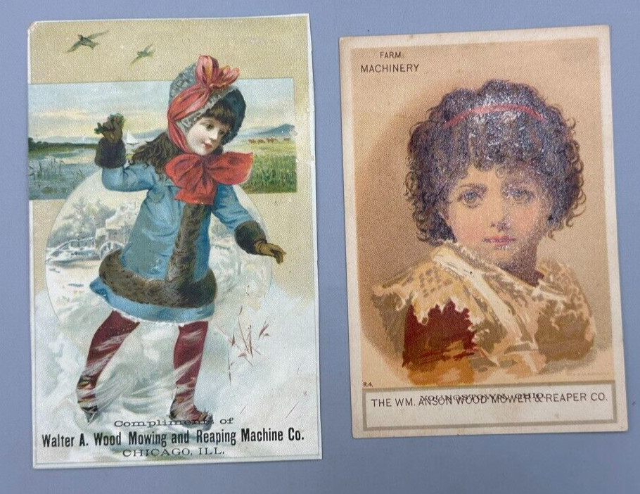 1880s HARVESTING Machinery WALTER WOOD Victorian FARM Advertising Trade Card