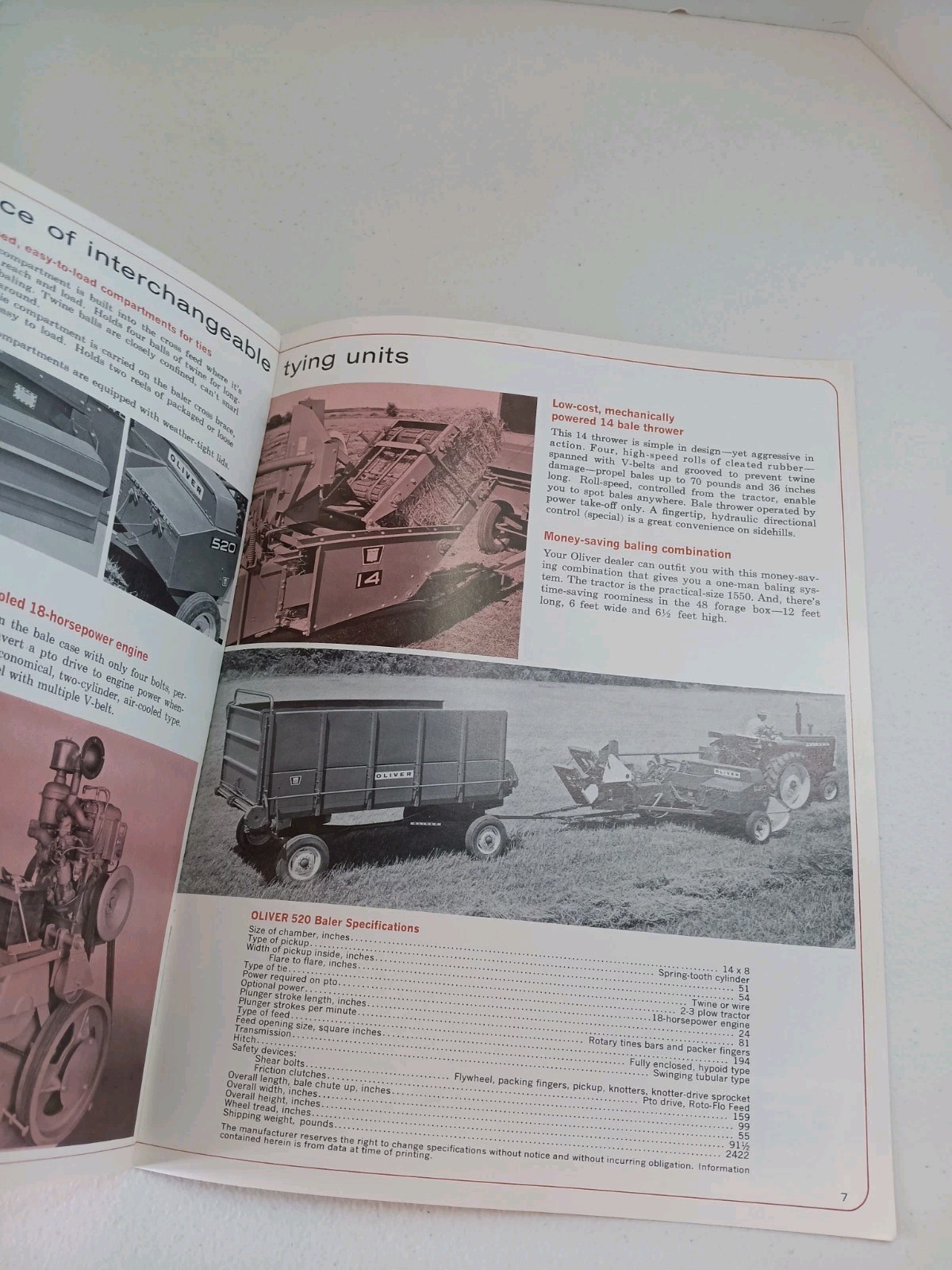 Oliver 520 Economy Baler Twine Or Wire Tractor Dealers Sales Brochure 1967