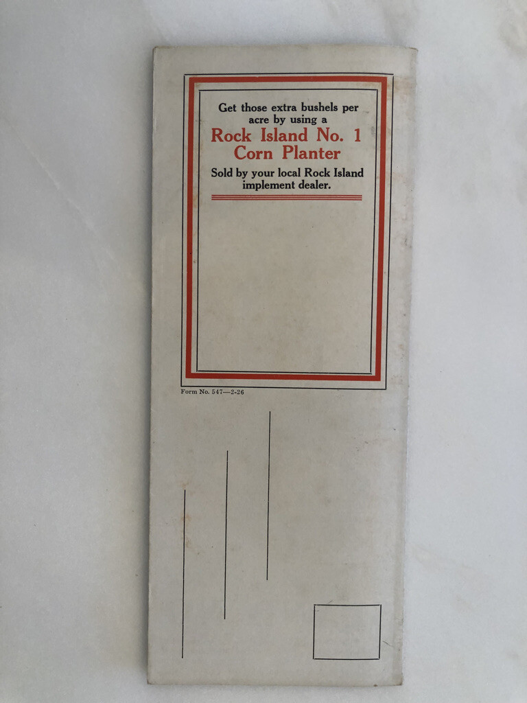 1926 ROCK ISLAND No. 1 CORN PLANTER Plow Co FARM Advertising Antique Brochure