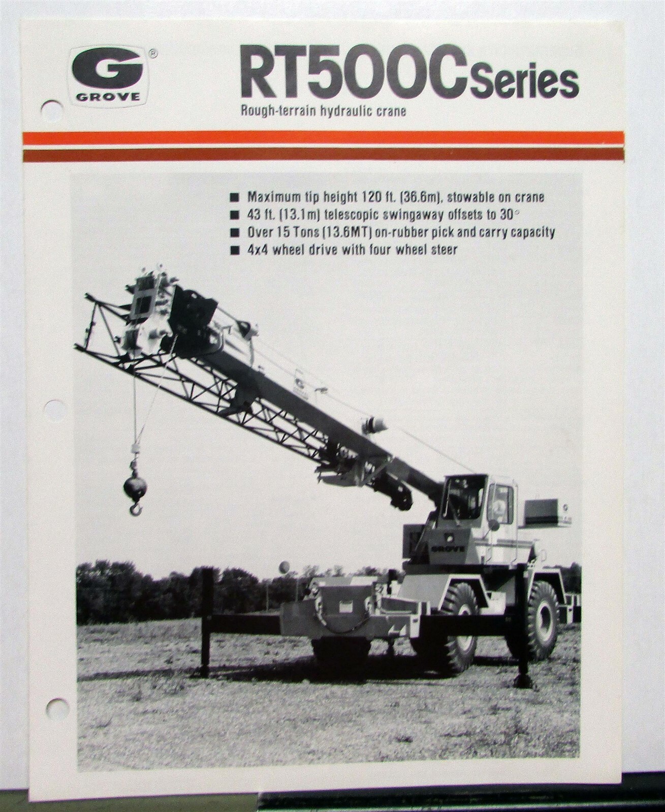 1987 Grove RT500C Series Cranes Specifications Construction Sales Brochure