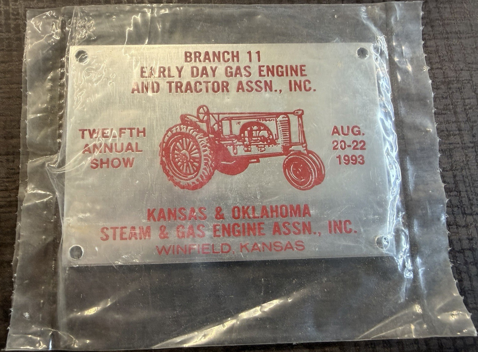 Kansas & Oklahoma Steam & Gas Engine Assn. 1993 Annual Show Sign
