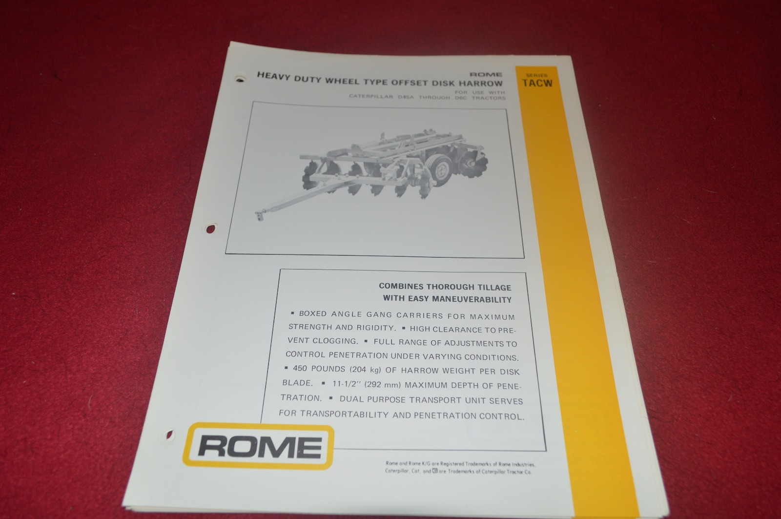Rome TACW Offset Disk Harrow Dealer&rsquo;s Brochure CDIL