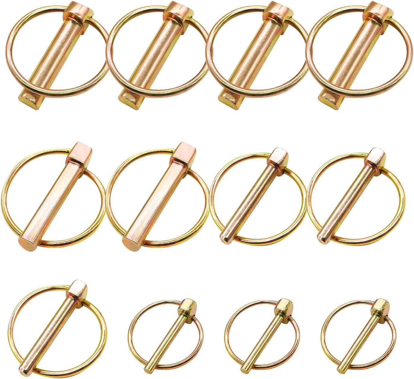 Lynch Pin Assortment Kit 12PCS 4 Sizes 3 Point Hitch Pins for Tractor Trailer
