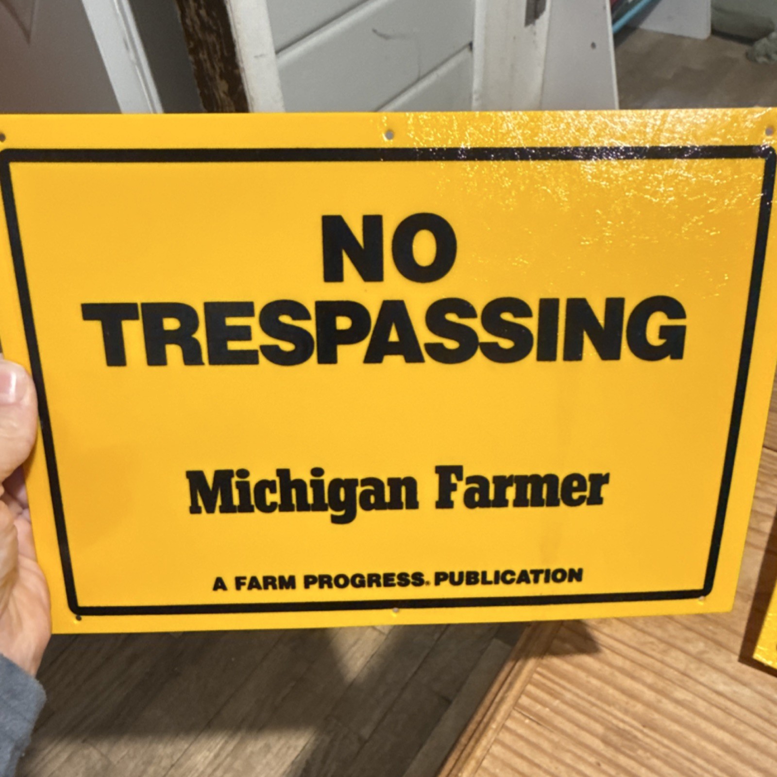 Michigan Farmer No Trespassing Sign Yellow Black Agriculture Advertising