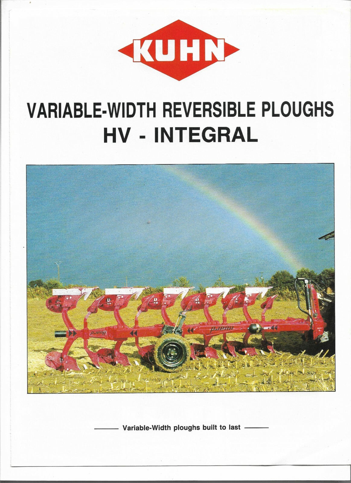 Original Kuhn Variable Width Reversible HV Integral Ploughs Plows Sales Brochure