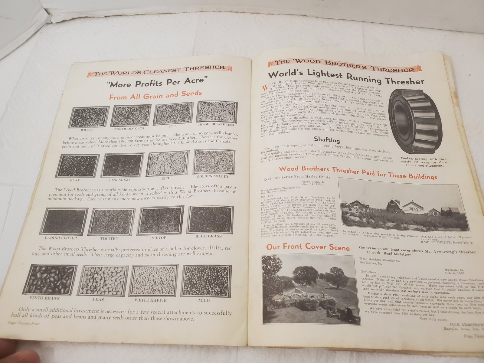Sales brochure wood Brothers thresher company des moines iowa grain thrashing