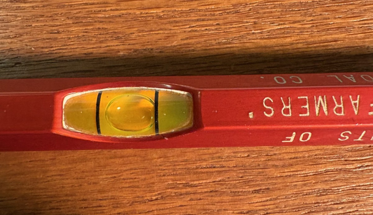 Vintage Stevens Level,5.25&Prime;, Fisher Farmers Grain & Coal,Adv.Excellent