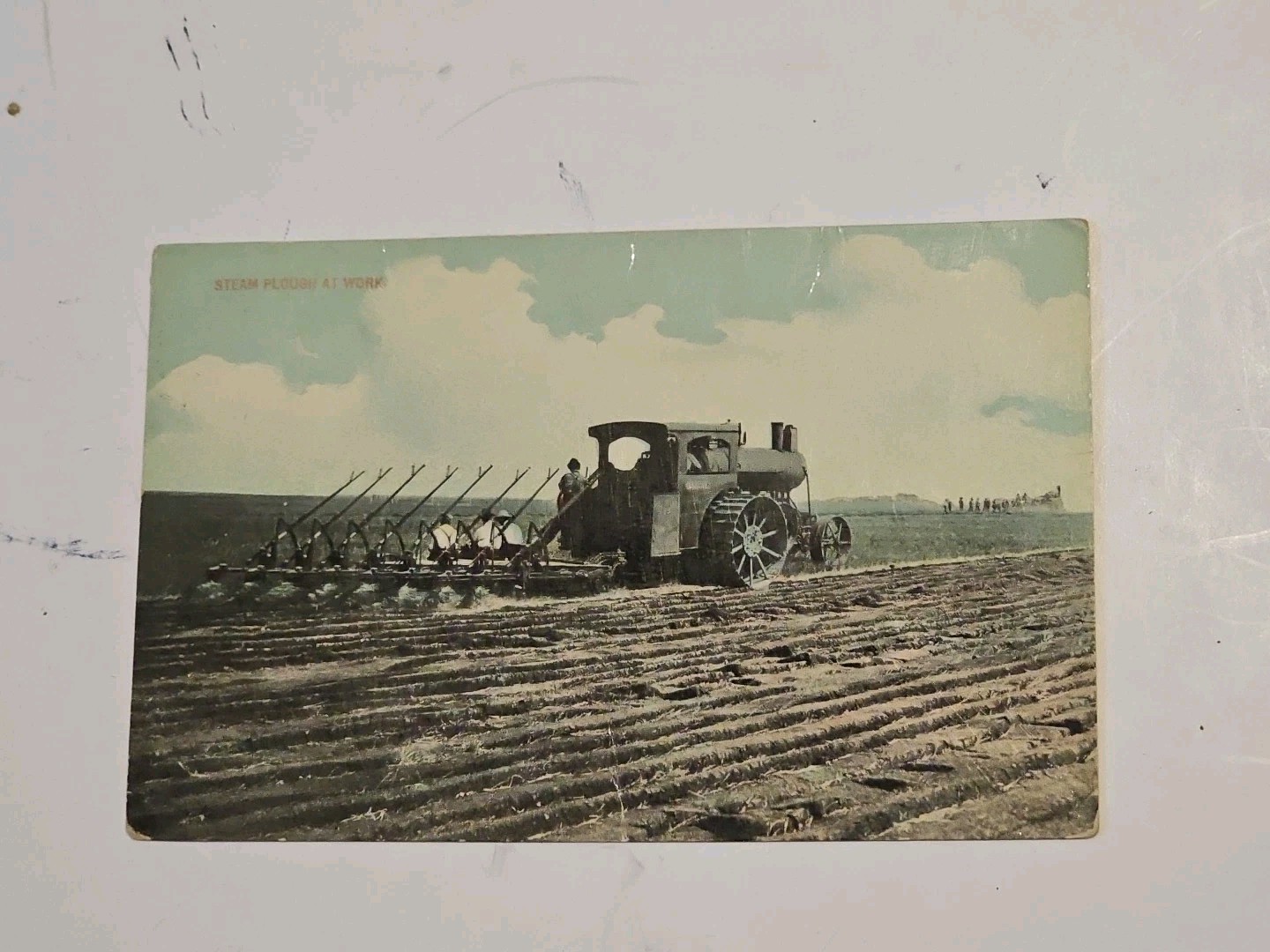 Vintage A Steam Plow in Action Postcard Posted 1913