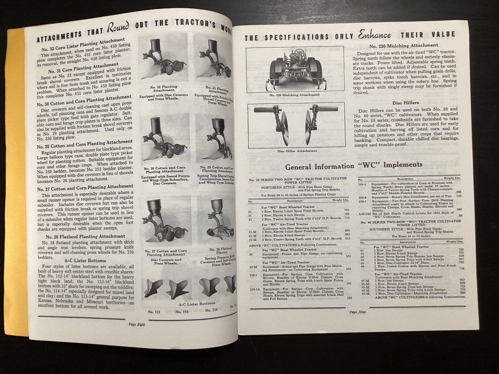 VINTAGE ALLIS CHALMERS #35 TRACTOR EQUIPMENT CATALOG BROCHURE
