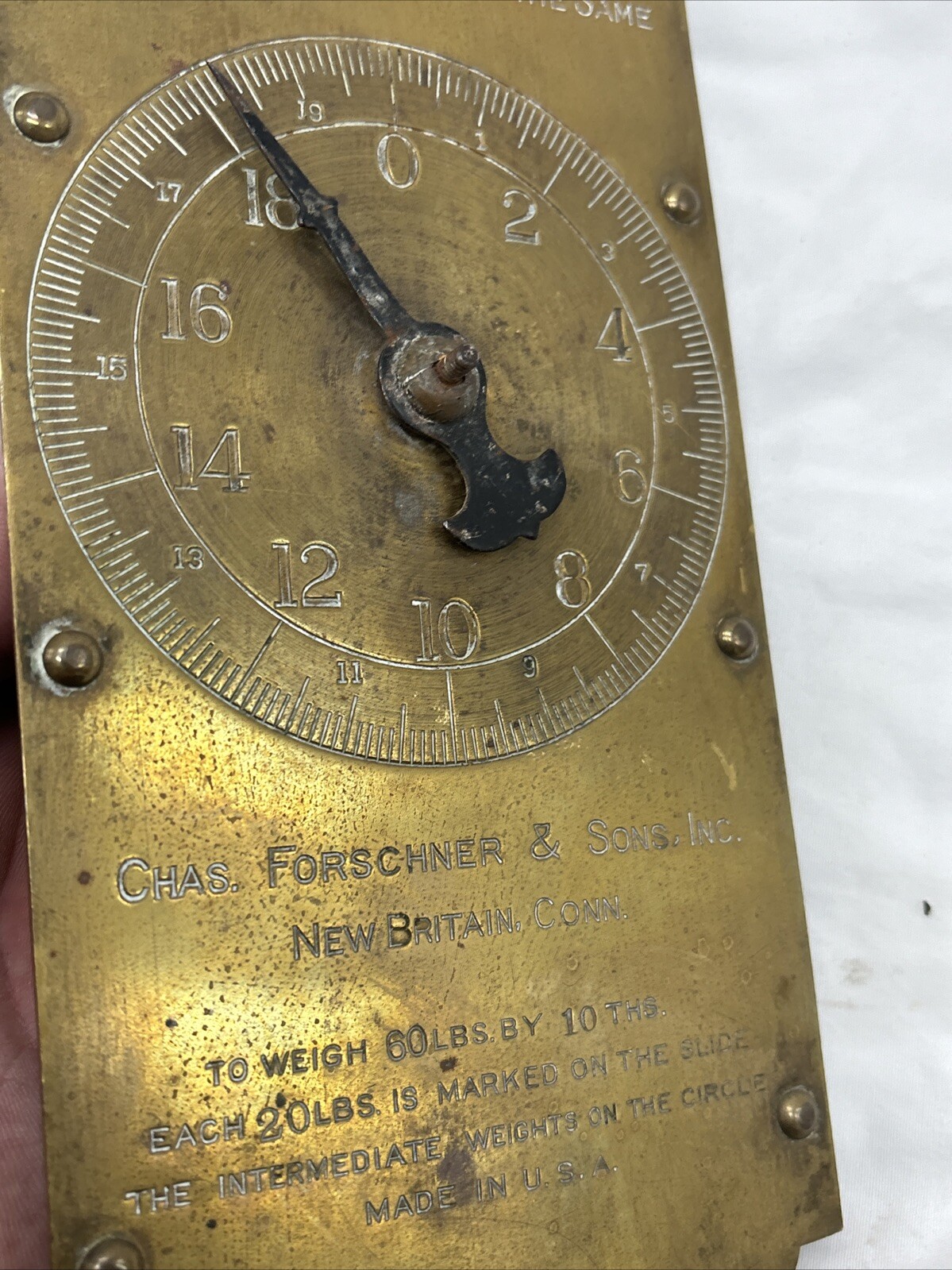 Vintage Larro Farm Sure Milk Brass Hanging Scale Dairy Farm Advertising.