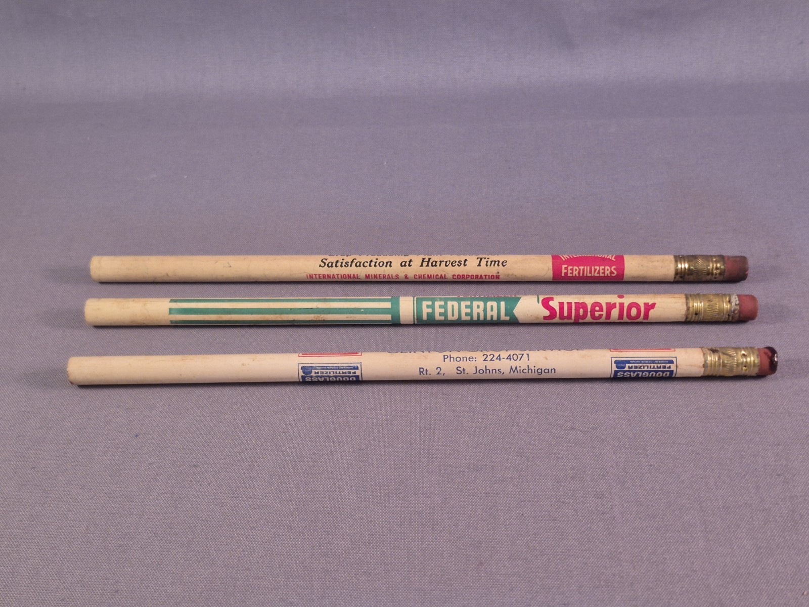Vintage Pencil Lot of 3 Fertilizer Crop Service Michigan New York Advertisement