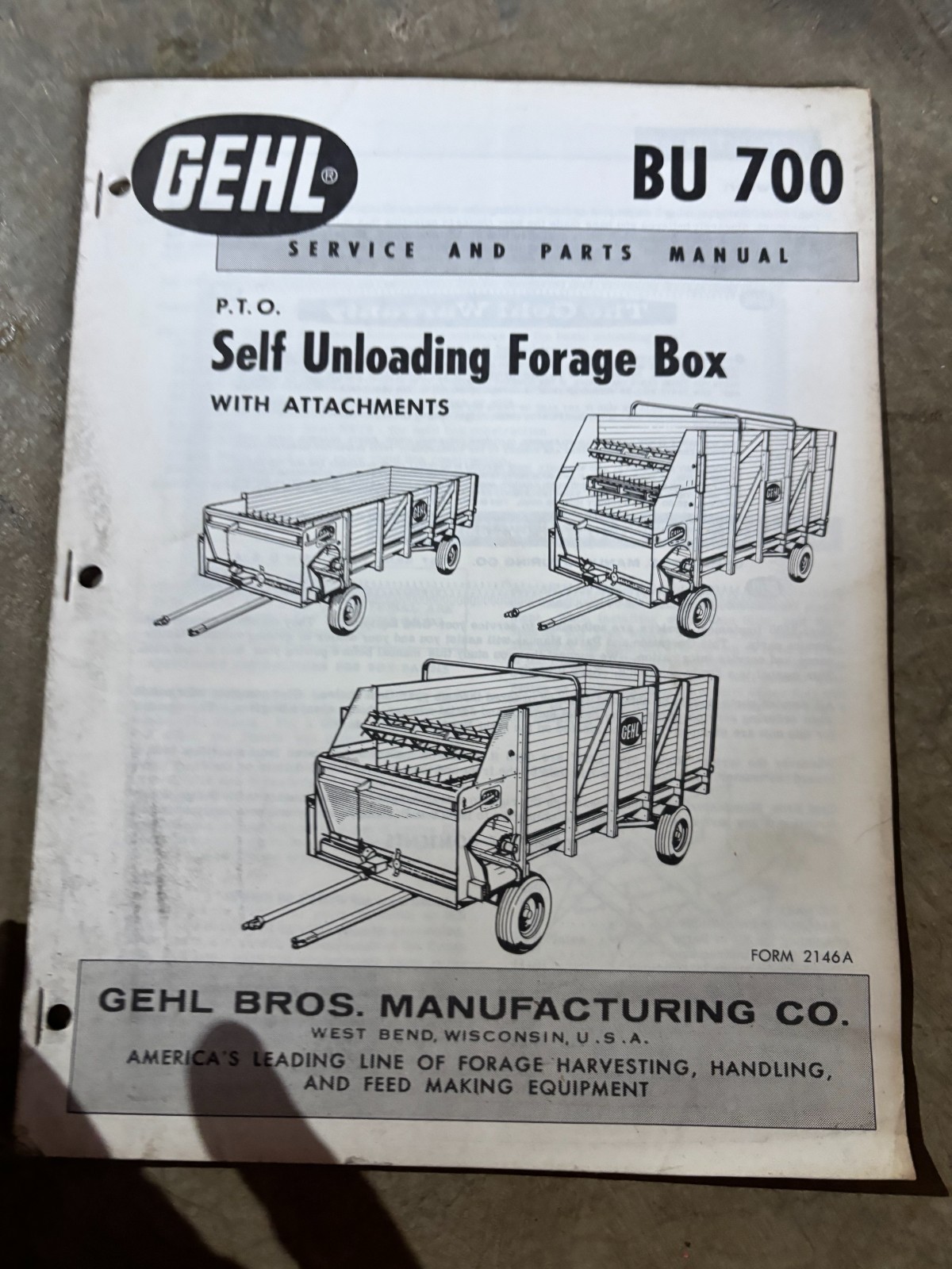 Gehl BU 700 Forage Box Parts Book Manual AMIL26 no4