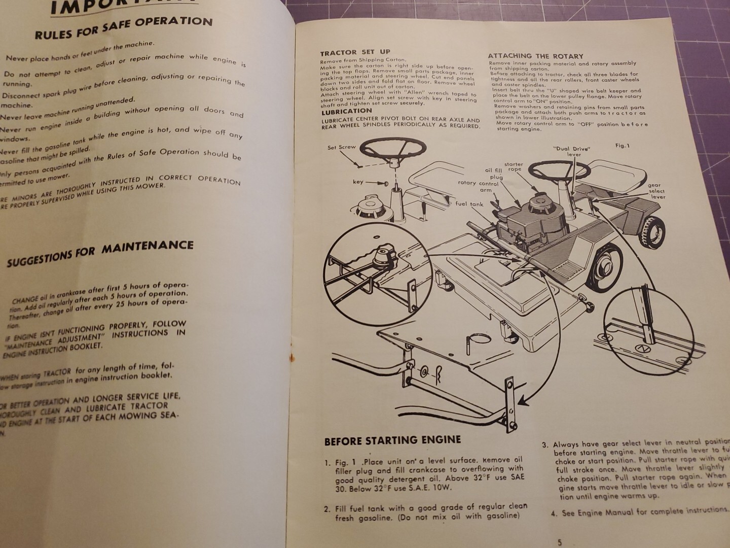 1960s Model 3120-4 Yard-Man Riding Lawn Mower Operating Instructions & Part List