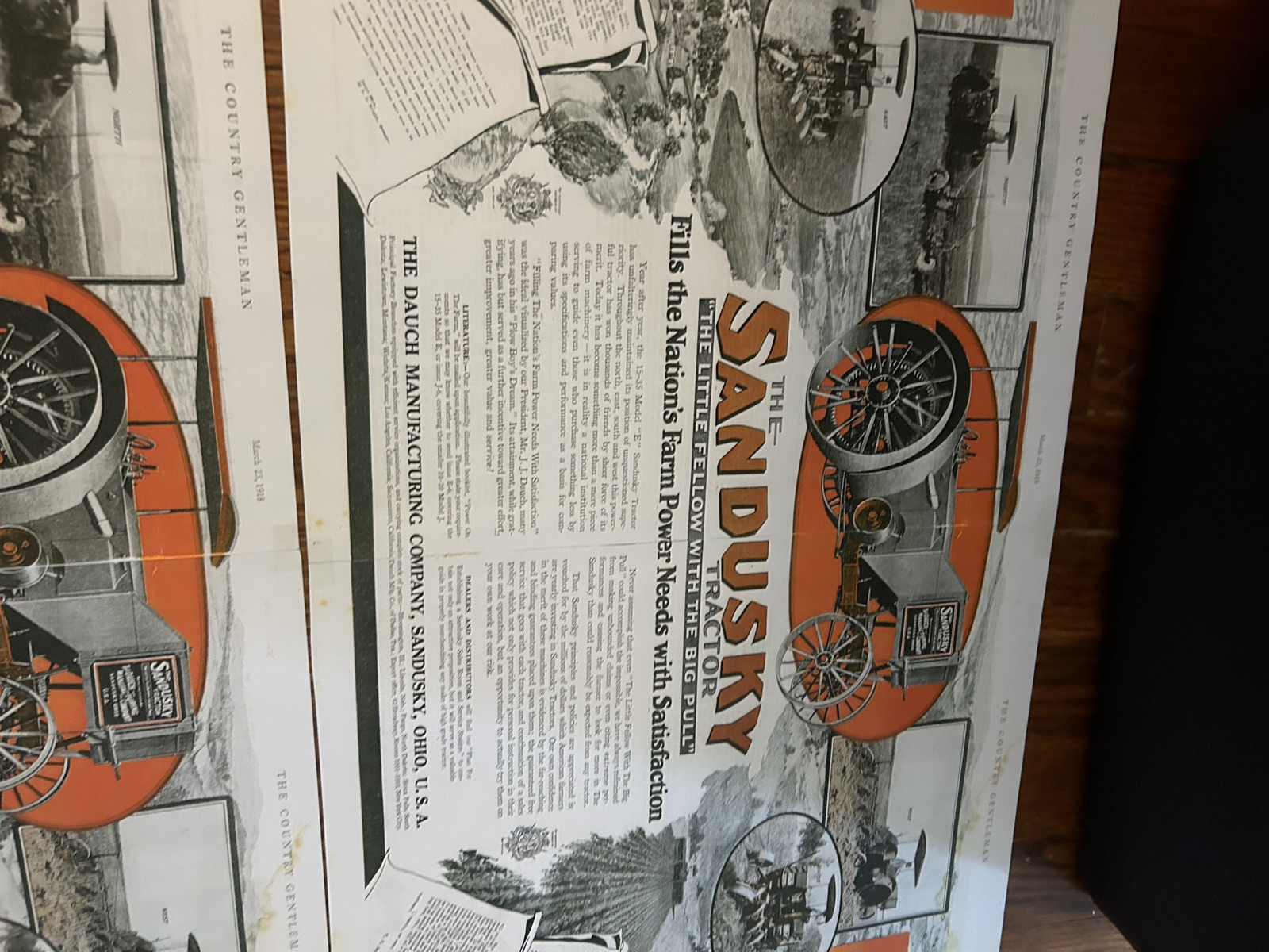 Vintage Advertisement 3x Sandusky Tractor “the Little Fellow With The Big Pull”