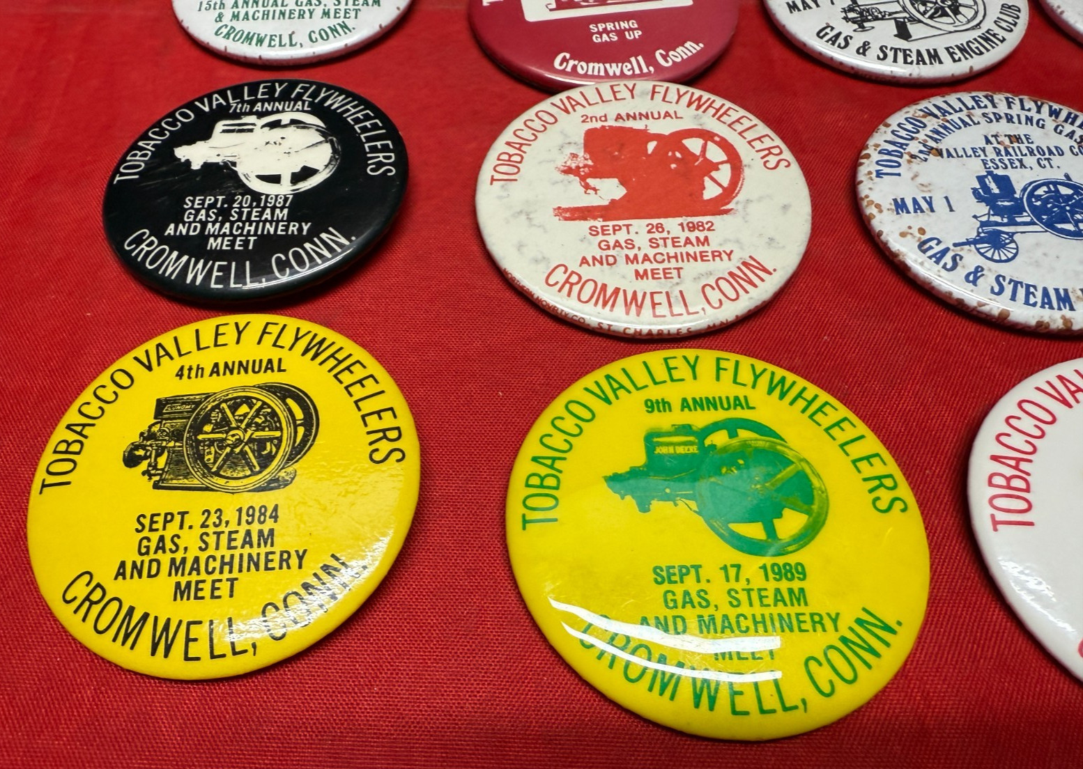 20 Vintage Tobacco Valley Flywheelers Gas, Steam & Machinery Meet Pinback Button