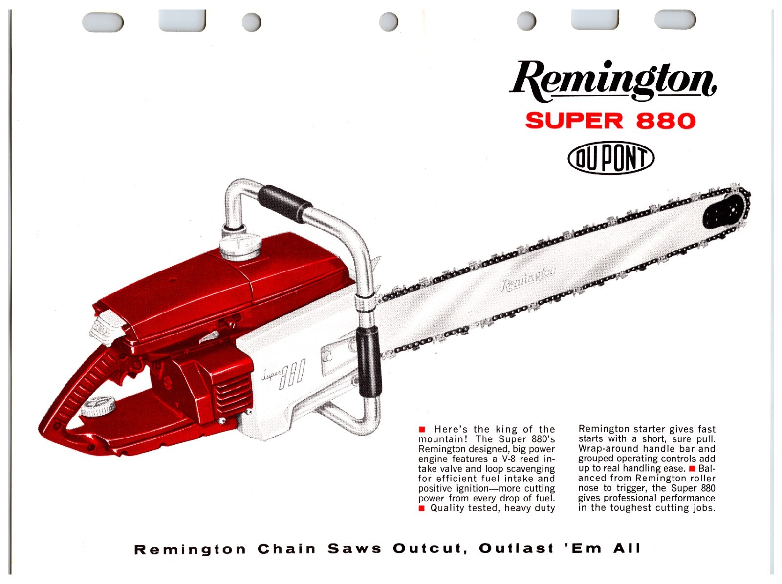 Vintage Original Remington Chainsaws Sales Sheet (Model Super 880) Info Sheet