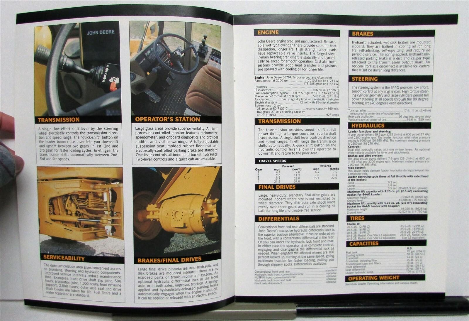 1993 John Deere 644G Loader Specifications Construction Sale Brochure