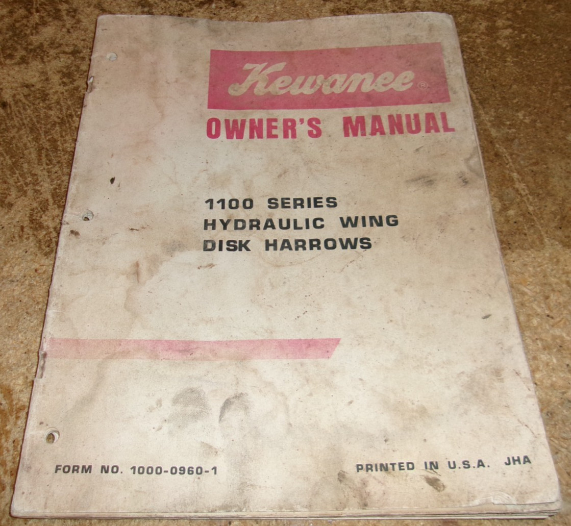 vintage kewanee 1100 series hydraulic wing disk owners manual good used