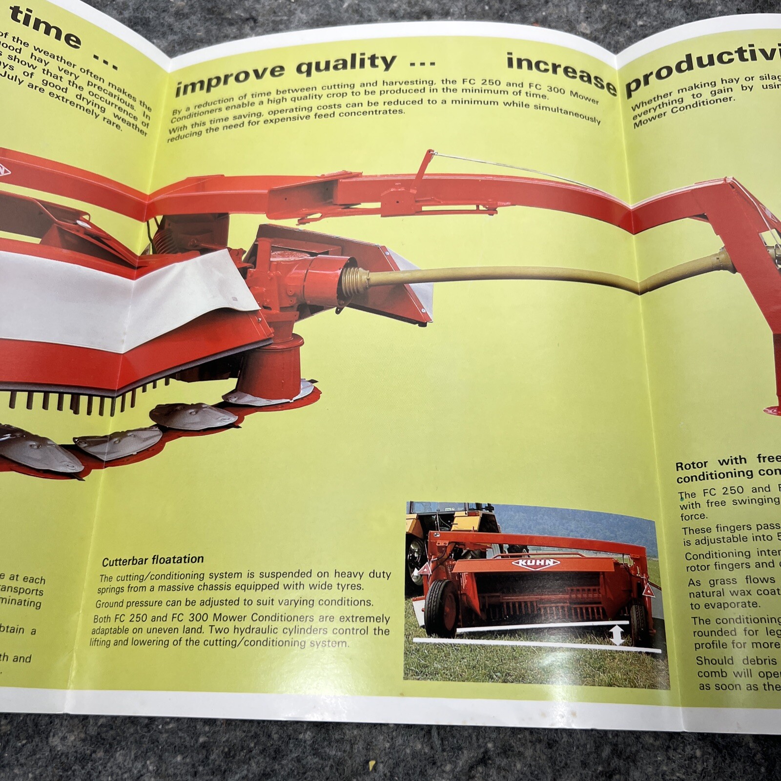 Original KUHN Mower Conditions Color Sales Brochure 250 300