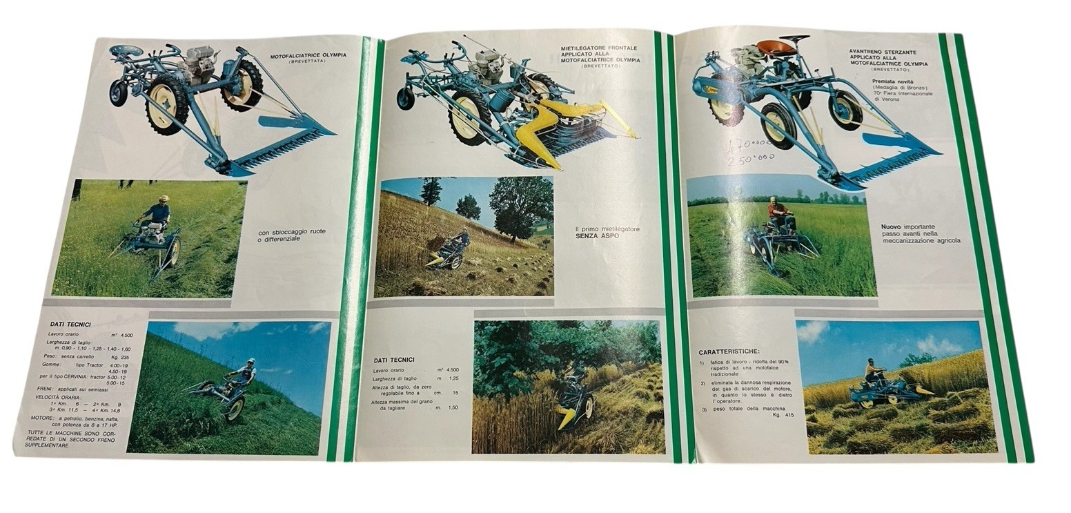 Vintage Olympia Motofalciatrice Brochure Bedogni Italian Farm Machinery