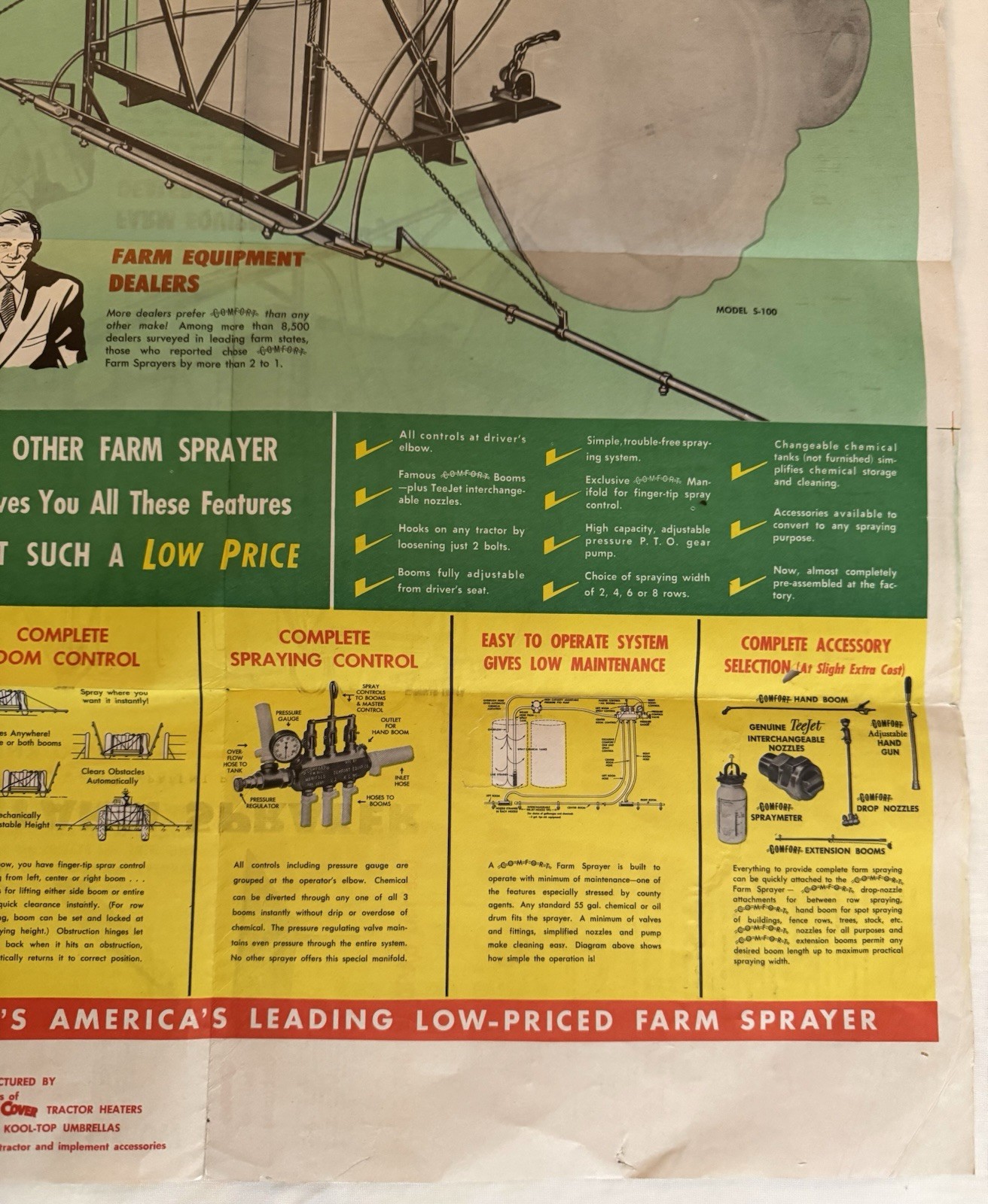 Vintage 1960&rsquo;s Comfort Farm Sprayer Dealer Brochure With 27.5X22 Inch Poster