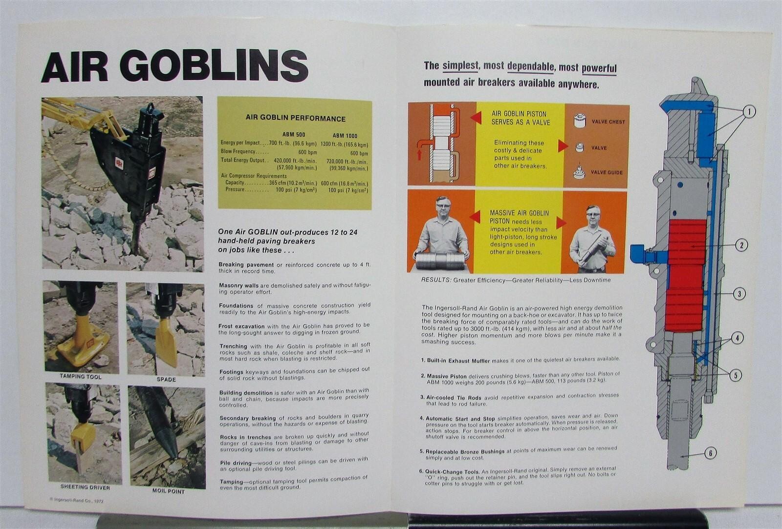 1970s Ingersoll Rand New Air Goblins Breakers Specs Construction Sales Brochure