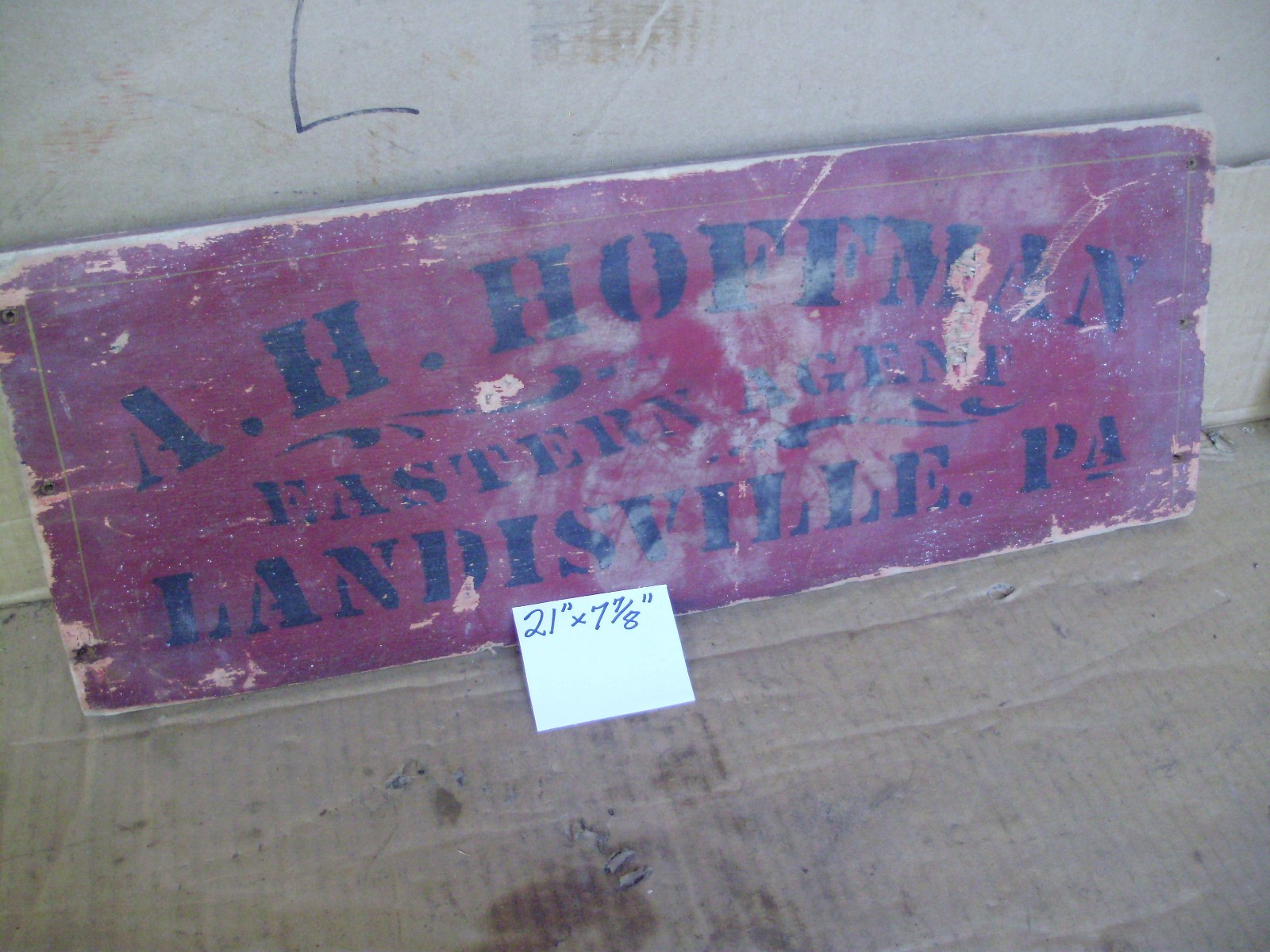 A.T. Ferrell Clipper Saginaw, A.H. Hoffman Landisville, Antique Wood Sign