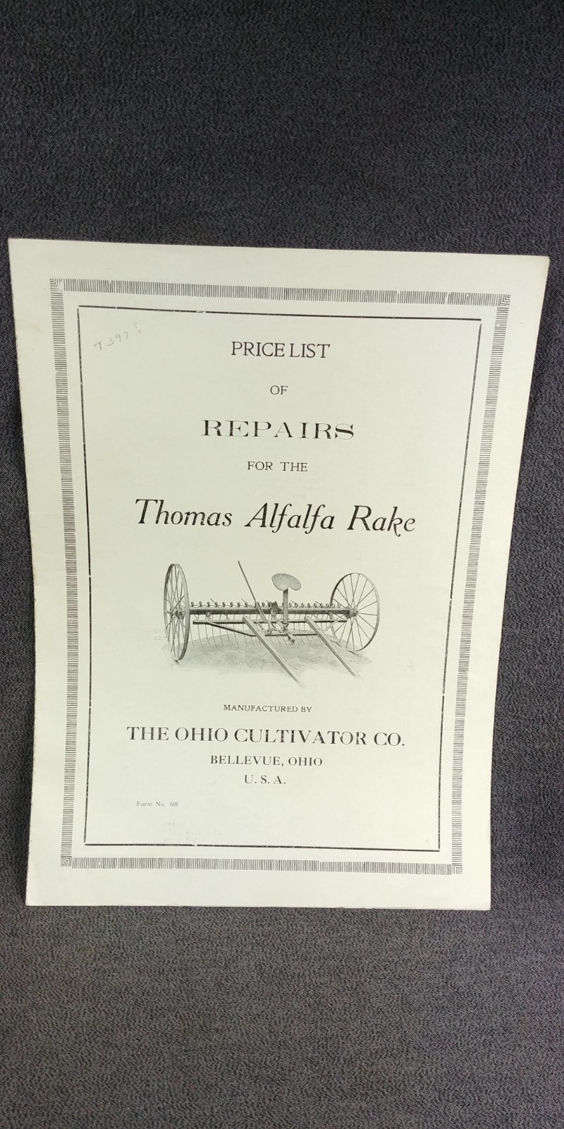 1910s Ohio Cultivator Co Thomas Alfalfa Rake Price List Repairs Brochure Antique