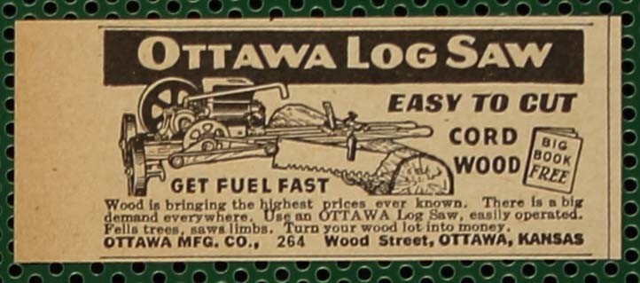 Ottawa Digger Tractor Log Saw Buzz Master Vintage Print Ad LOT of 10 pcs 1946