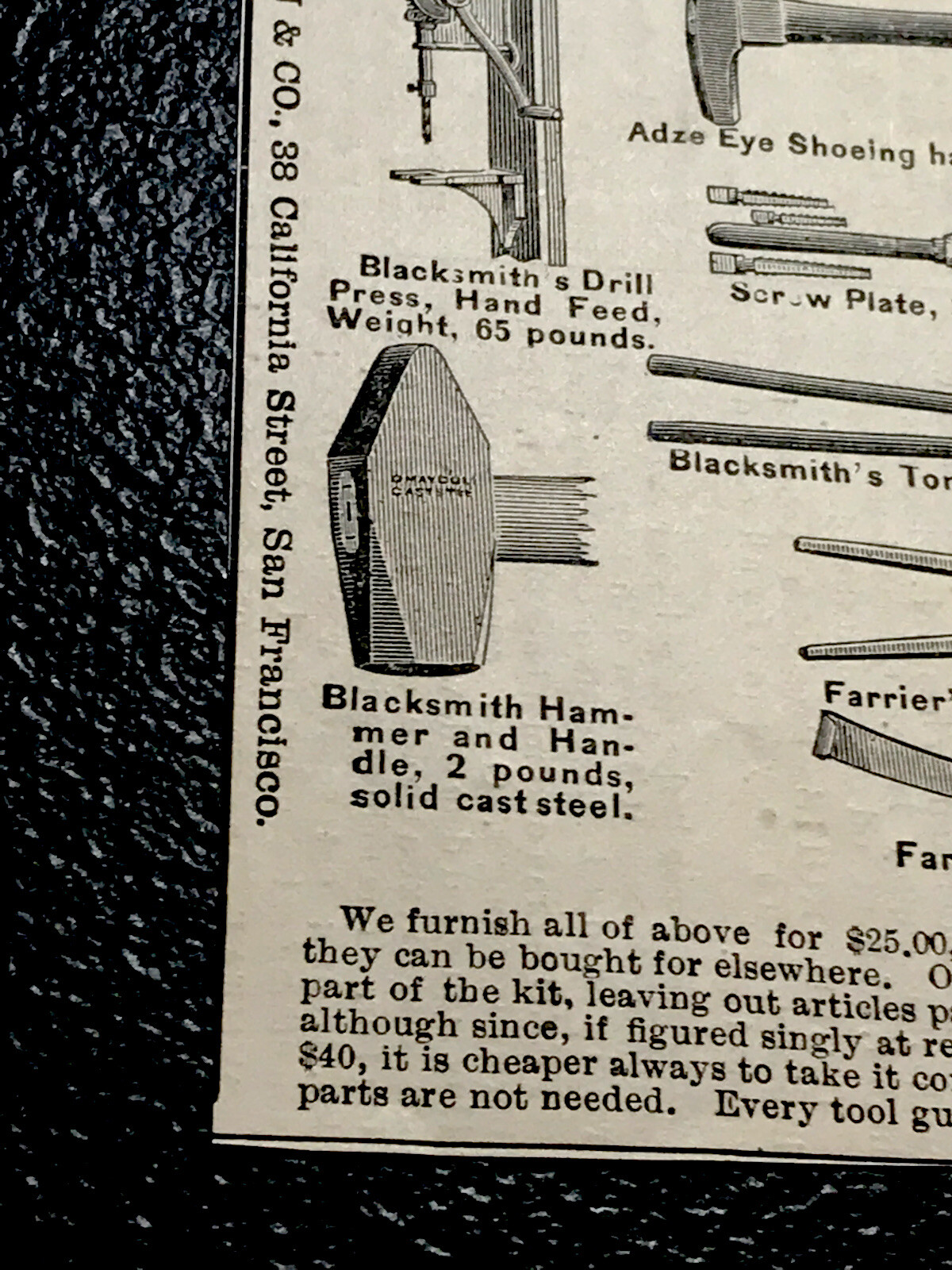 1886 G.G. Wickson & Co. Blacksmith Farm Advertising – San Francisco – California