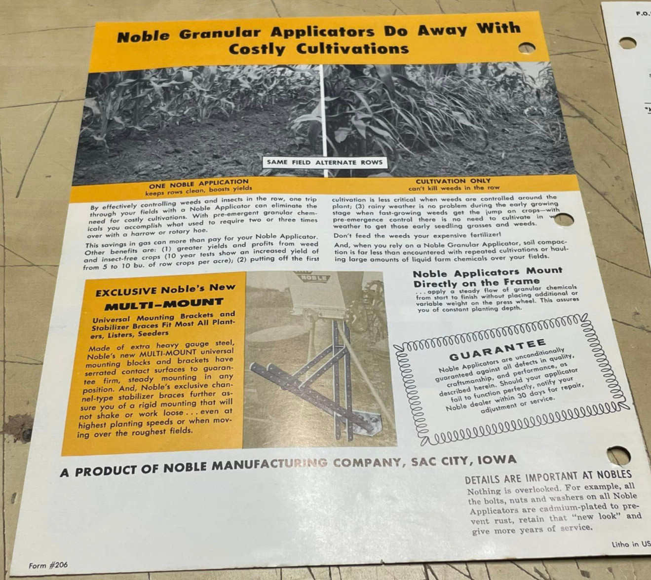 Vtg Original Noble Granular Insecticide Applicator Brochure and Price List Sheet
