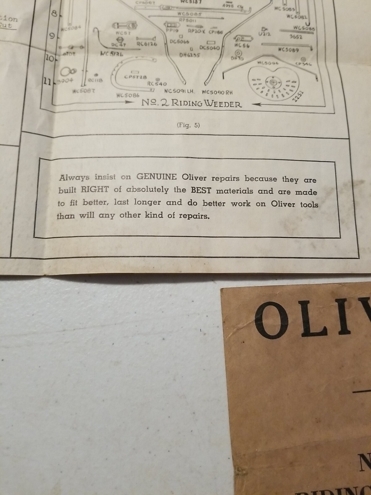 Vintage 1942 Oliver No. 2 Riding Weeder Instructions & Assembly Booklet&Envelope