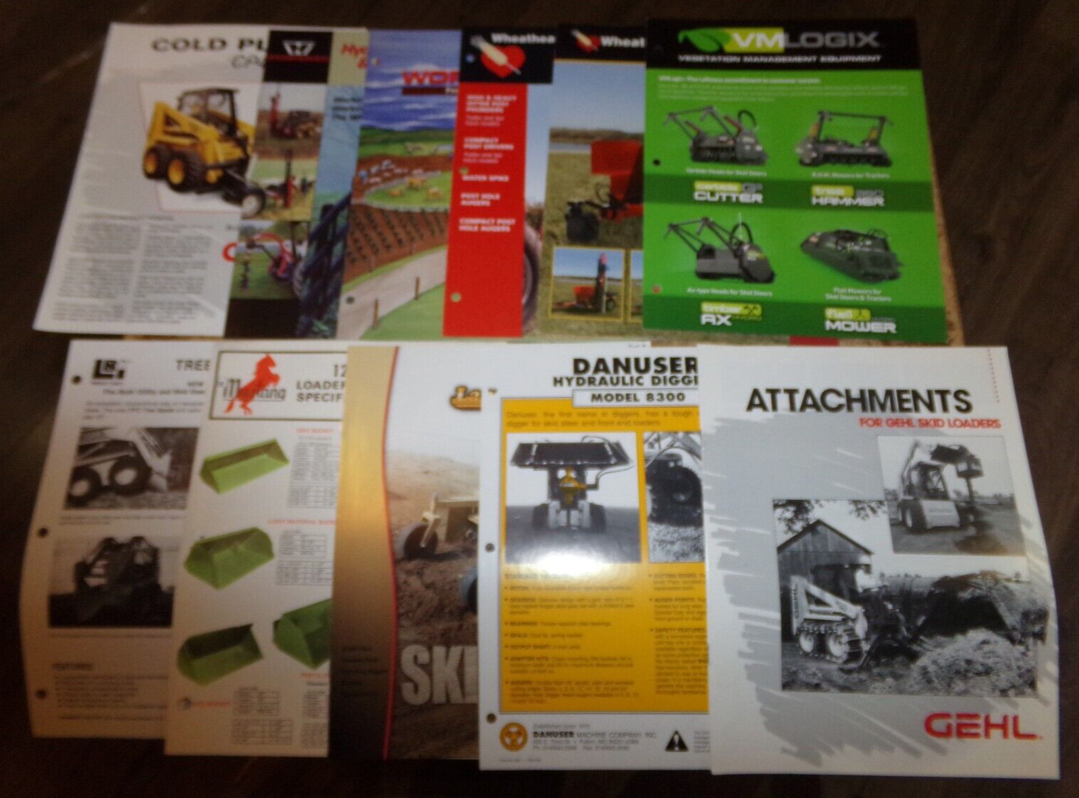 11-lot 1970&rsquo;s-2010&rsquo;s skid-loader attachments brochures nice used