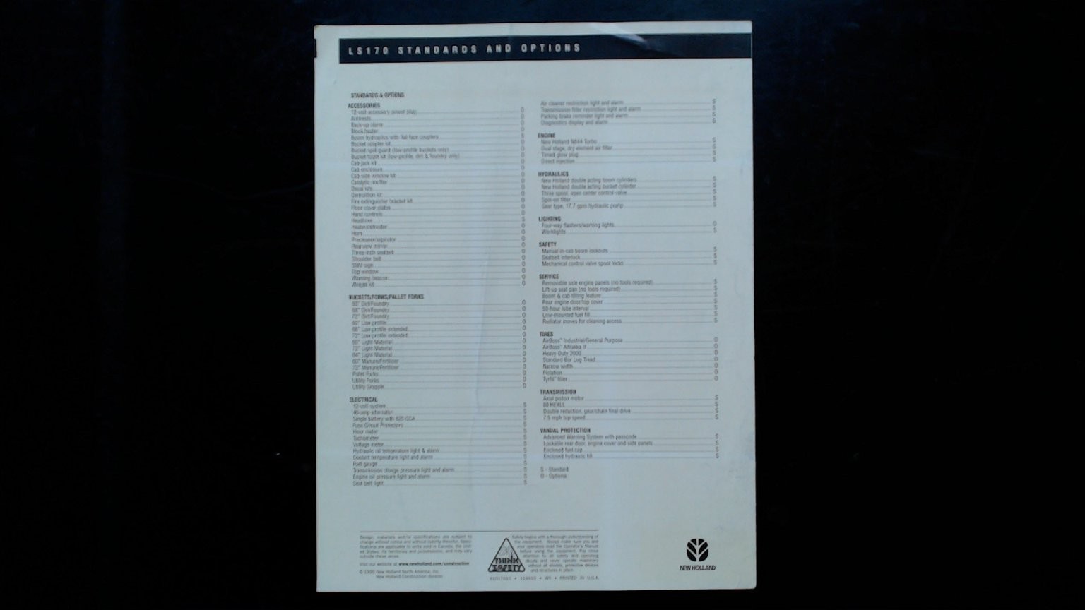 New Holland LS170 Skid Steer Brochure Vintage 1999 Agriculture