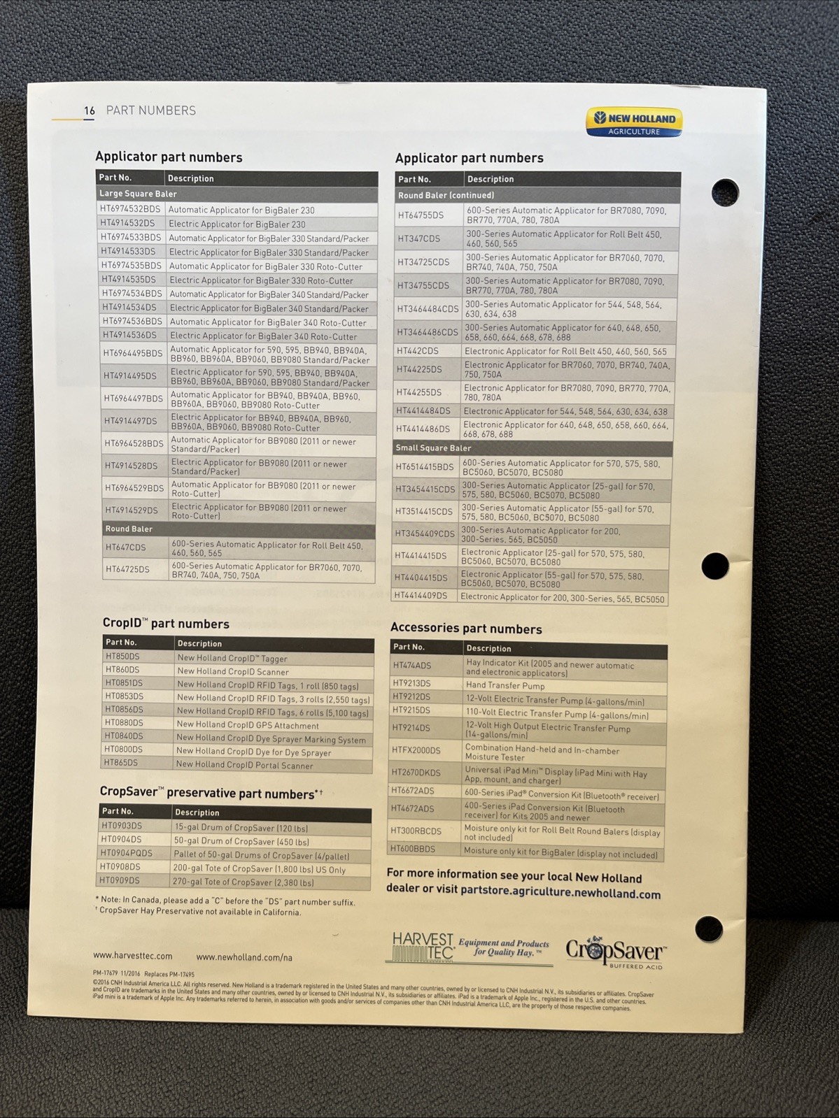New Holland CropSaver Hay Preservative Sales Brochure