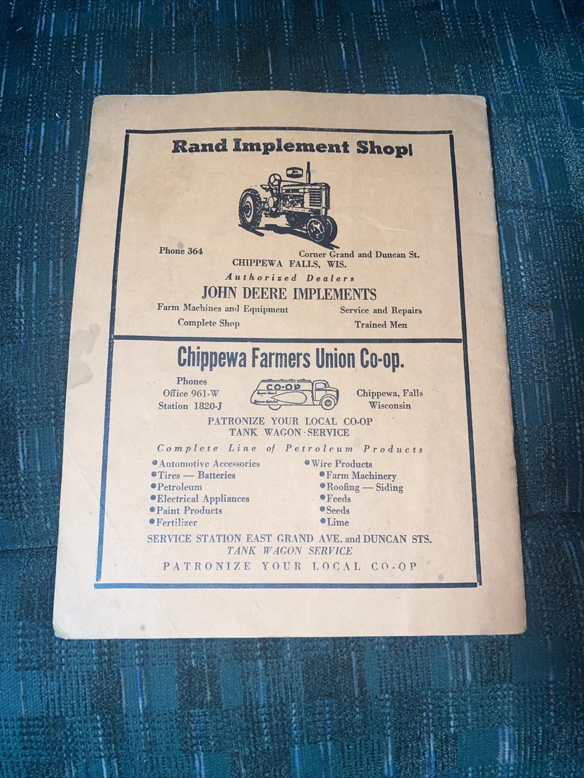 1949 Farm Record Income Tax Book Chippewa Falls Wisconsin First National Bank