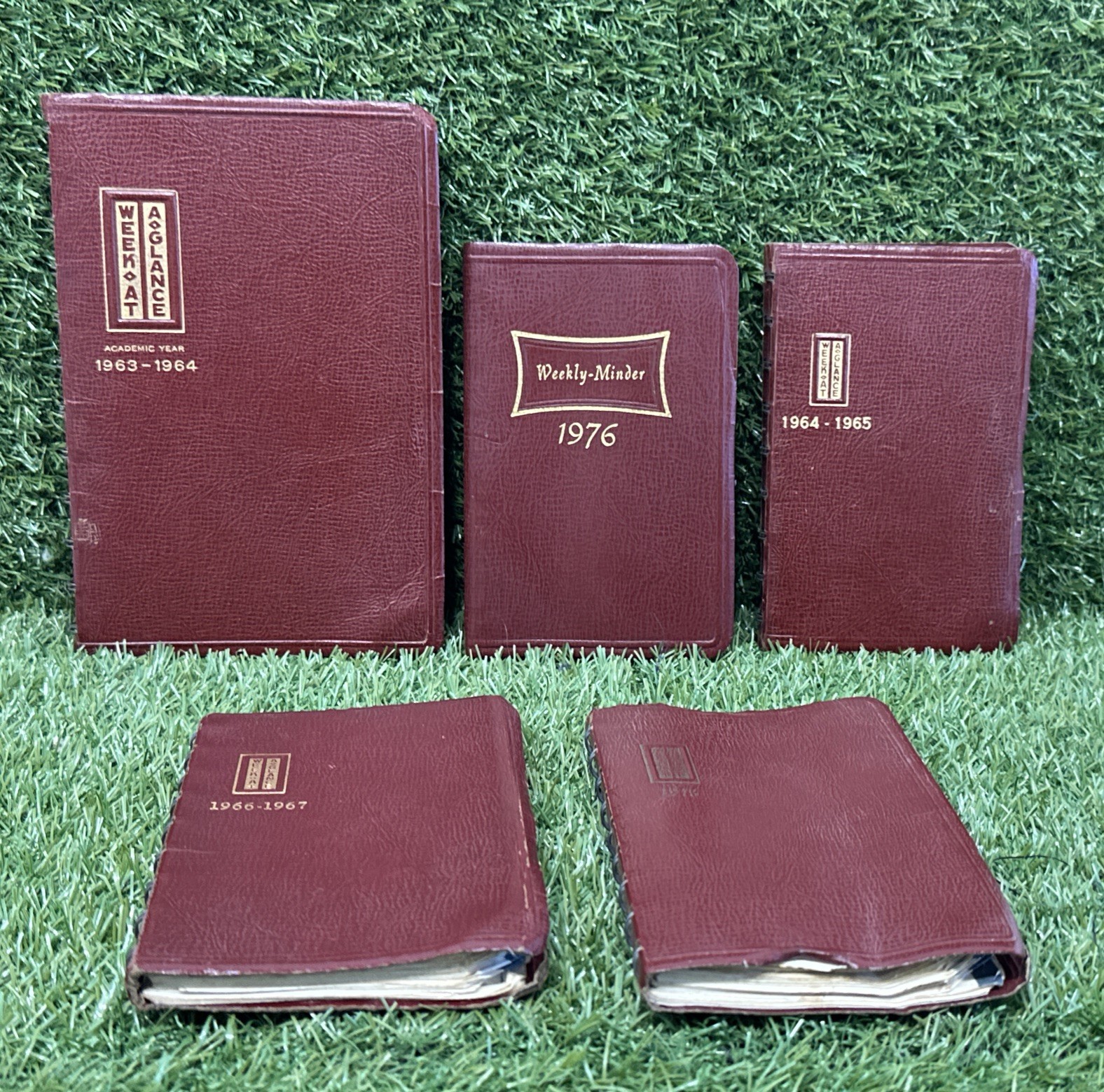 Vintage Notebooks Week at a Glance Weekly-Minder Lot Of 5 Piece 1963-1967 & 1976