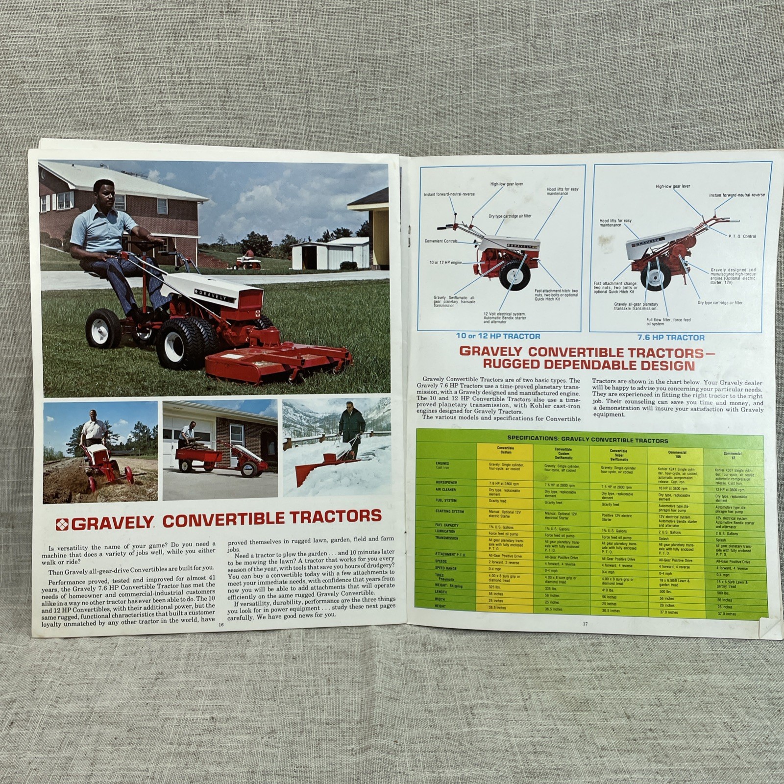 Gravely Garden Tractor Sales Catalog Brochure Vintage 1975 Lawn Equipment