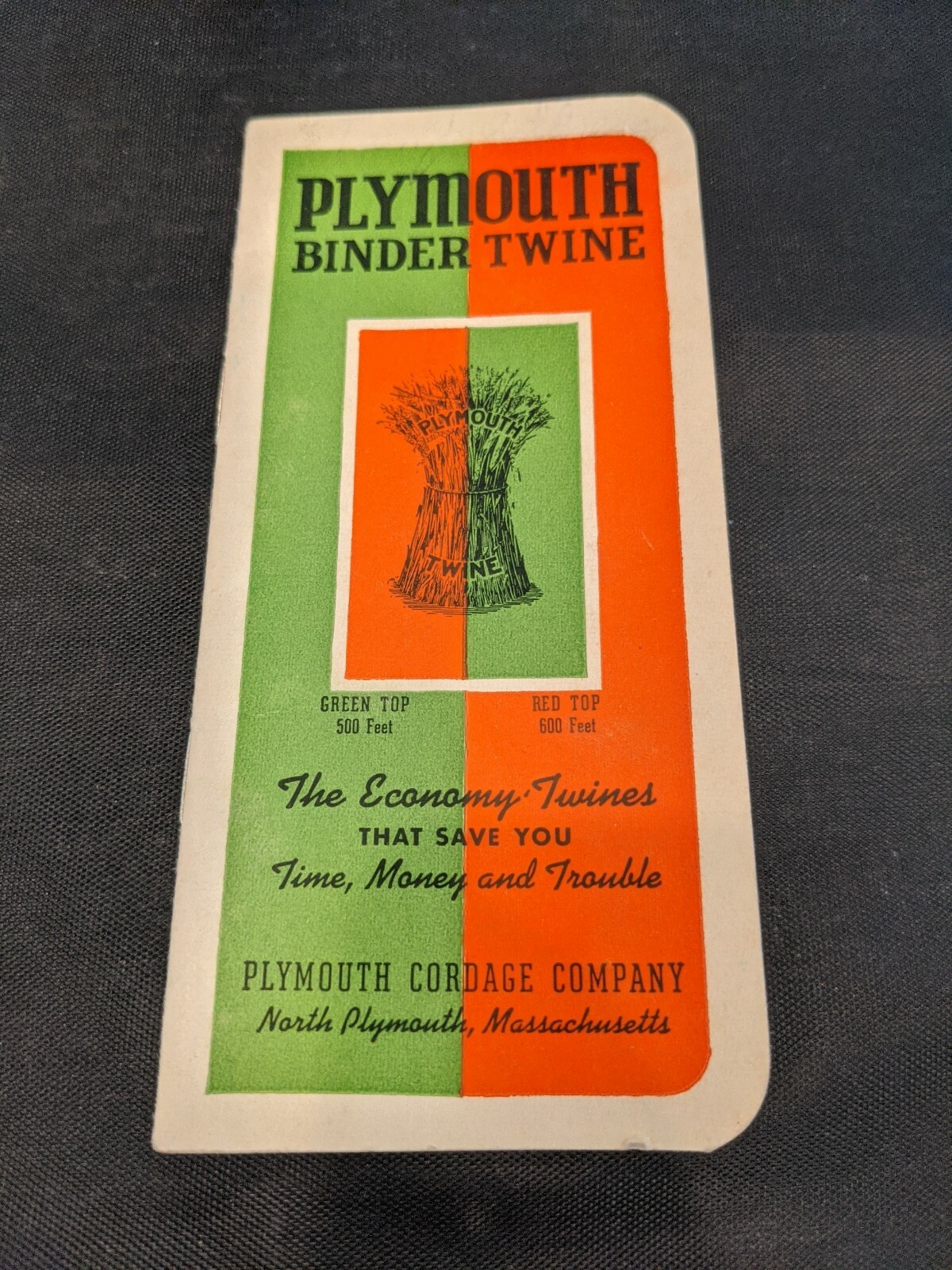 Vintage 1941 PLYMOUTH BINDER TWINE Vest Pocket Notebook North Plymouth Ma
