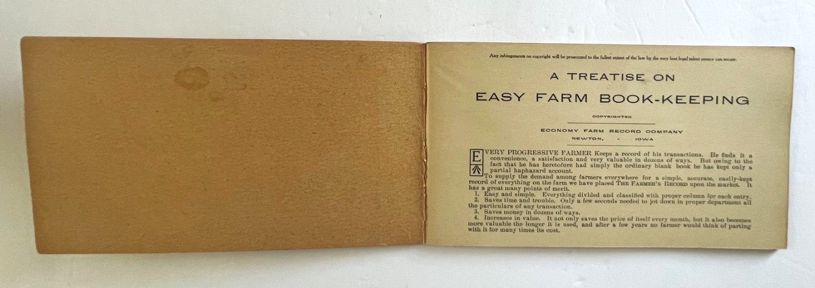 1940s A Treatise on Easy Farm Bookkeeping Ottawa IL Farmer&rsquo;s Record