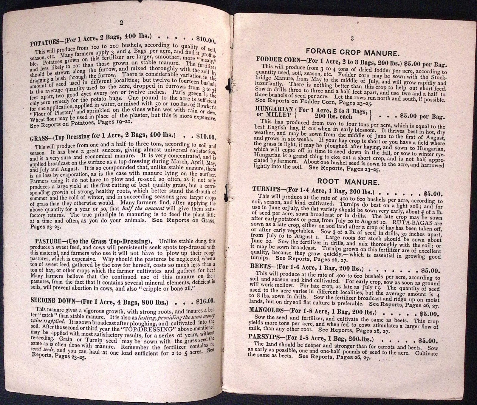 1879 Stockbridge Manures Bowker Fertilizer Co Catalog J.S. Reed & Bro Agents