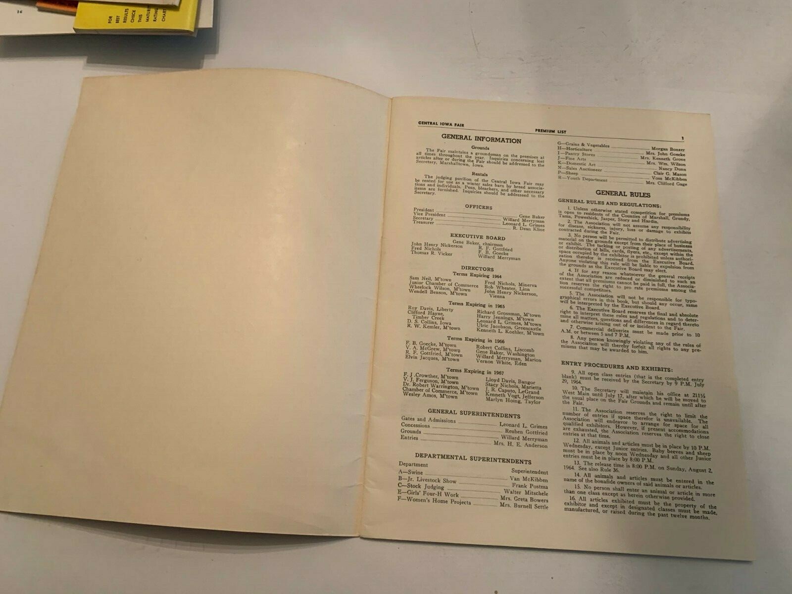1964 Central Iowa Fair 50th Anniversary Livestock Show Premium List