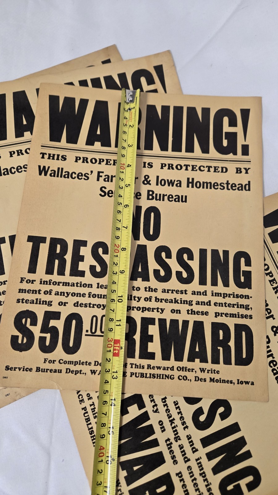 4 Vintage Wallace Farmer Iowa Homestead No Trespassing Reward Signs Early 1900&rsquo;s
