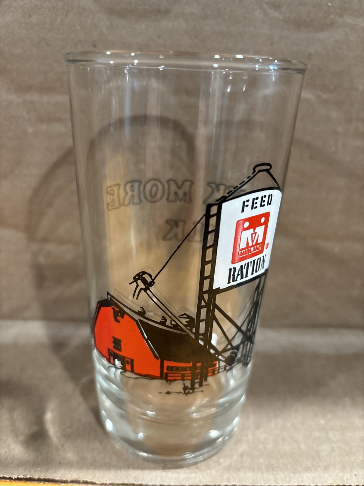 Vintage “Midland Coop” – “Drink More Milk” Advertising Drinking Glass Tumbler