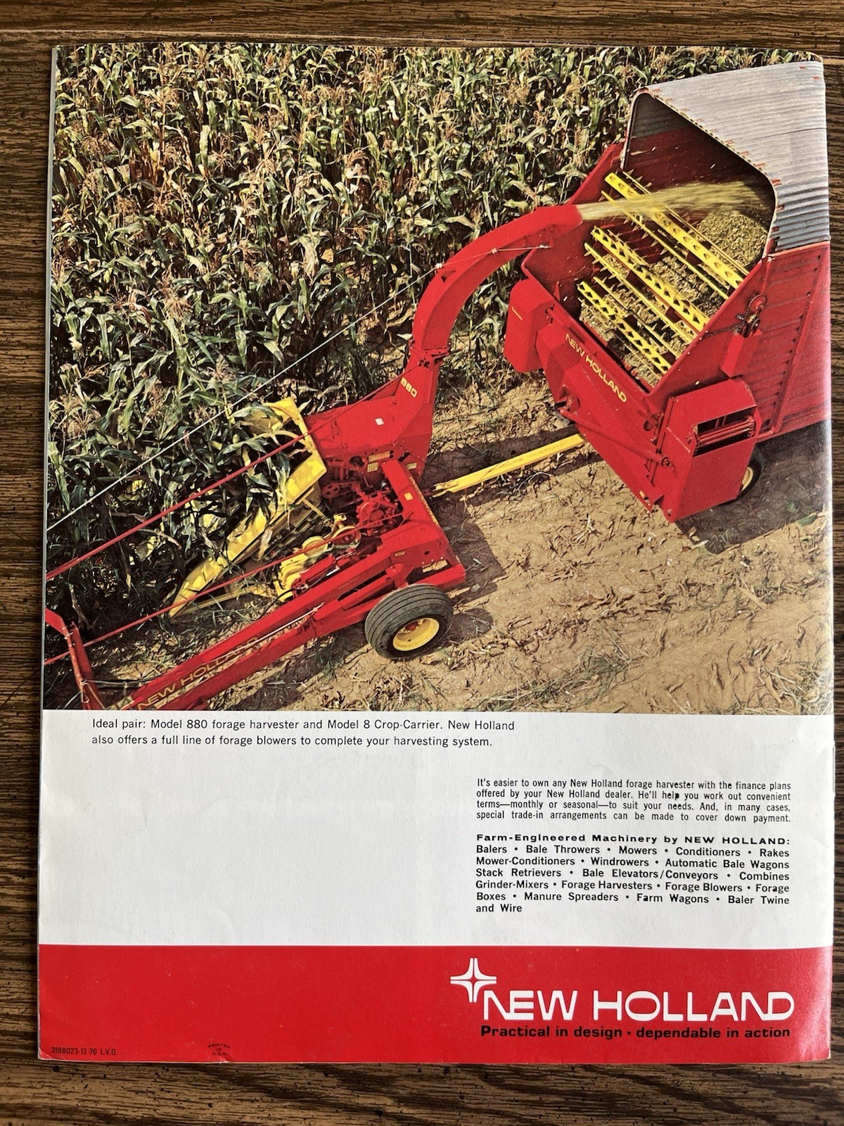 New Holland Forage Harvesters 880 1880 Original Sales Brochure 1970