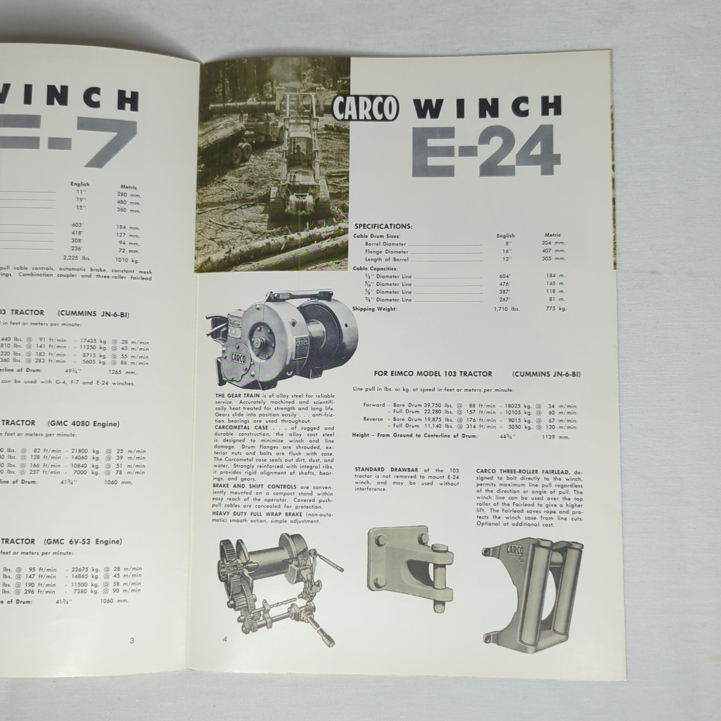 WINCHES & CABLE CONTROL UNITS FOR EIMCO CRAWLERS Brochure 1962