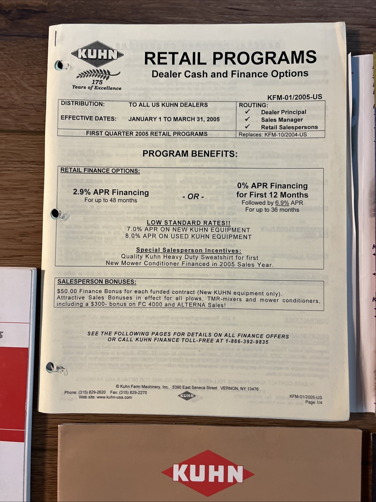 2004-2005 KUHN Knight Farming Retail Price List USA Farming Brochures