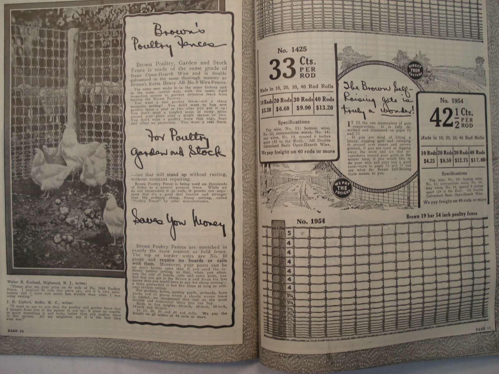 1920&rsquo;S CATALOG « A » FENCE & GATE BROWN&rsquo;S FENCE & WIRE CLEVELAND OHIO