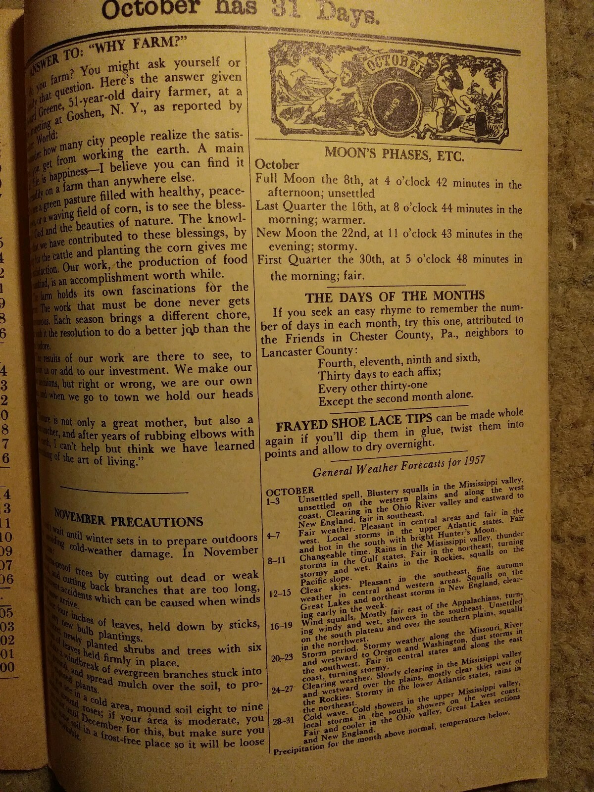 Agricultural Almanac Vol #132 1957 John Baers Sons Lancaster PA