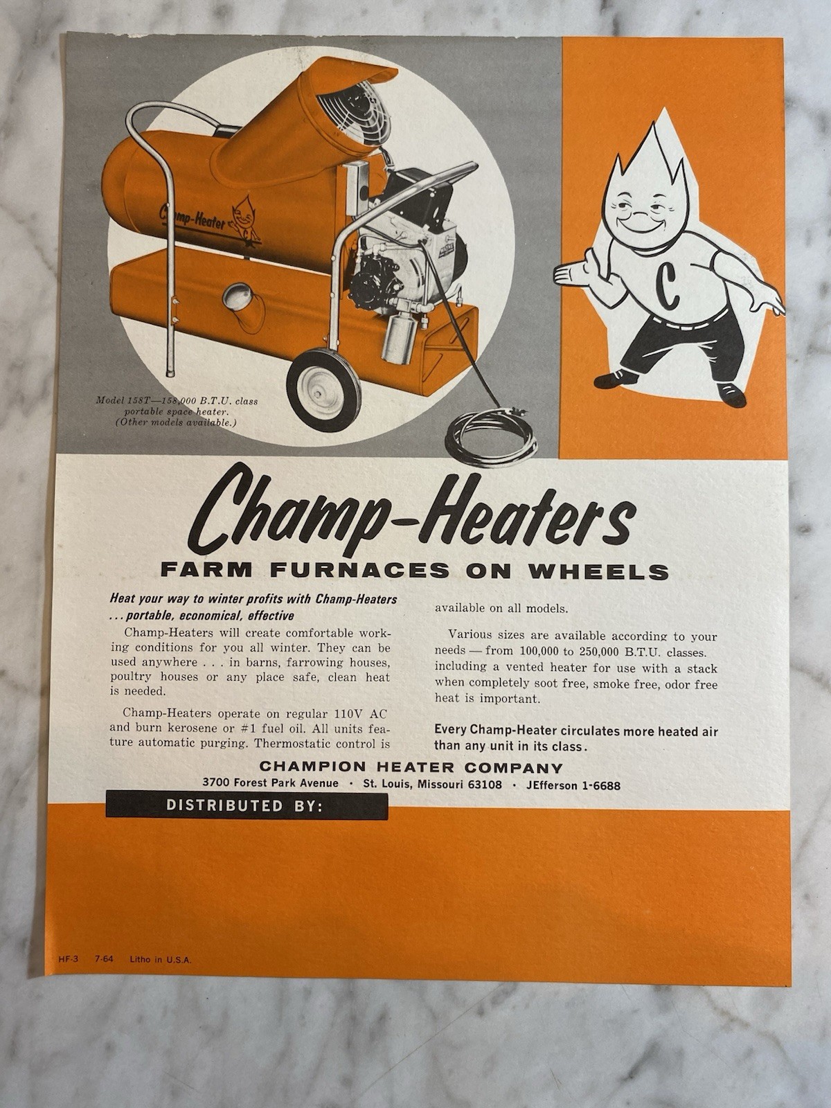 Vintage Original Champ-Heaters Advertisements, Brochures & Signs 1964-65